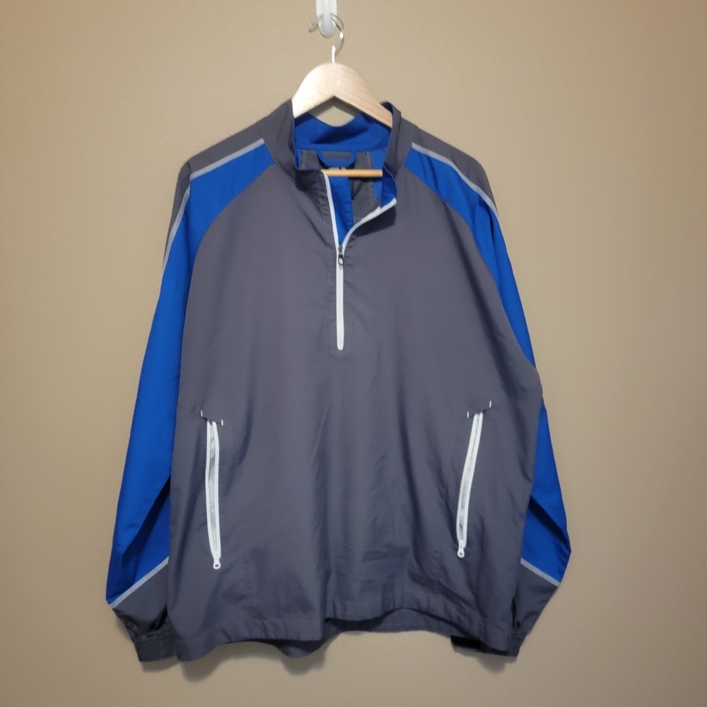 FootJoy FJ Windbreaker Lightweight Mens L Blue Gray 1/2 Zip Up Long Sleeve
